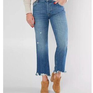 WE THE FREE Maggie Mid Rise Button Fly Straight Leg Frayed Hem Denim Jeans 26 /4